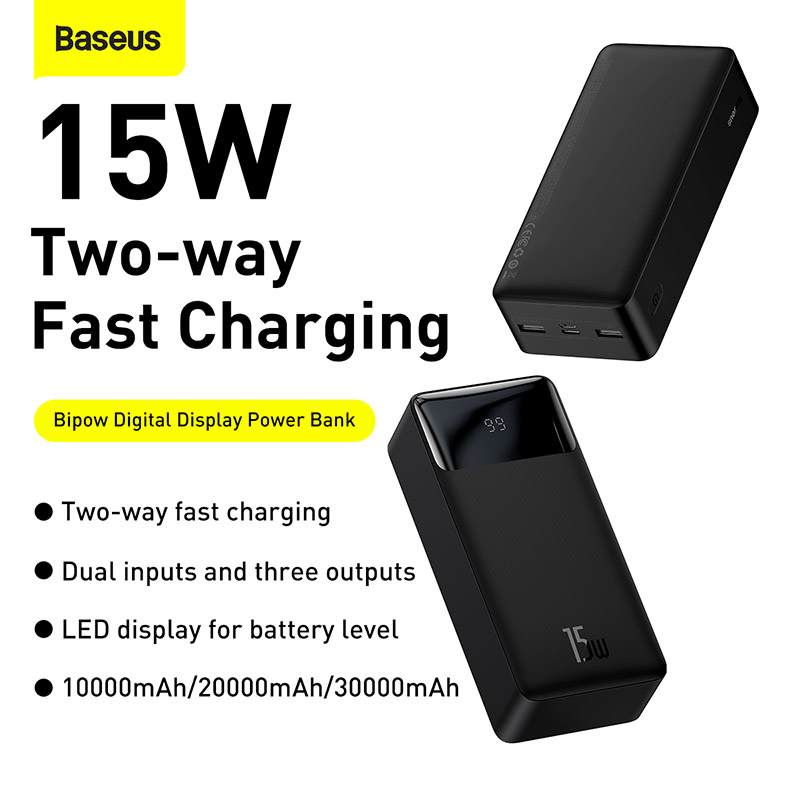 Baseus Power Bank  30000mAh 15W charge rapide à affichage numérique - PPBD050201